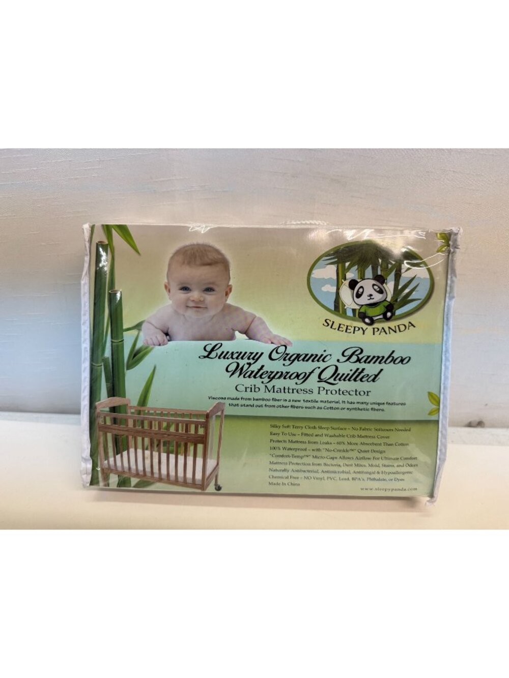 Waterproof Quilted Crib Mattress Cover-Sleepy Panda organic Waterproof-New